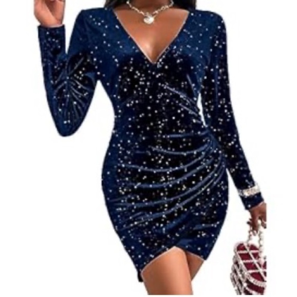 Elegant Navy Blue Starry Dress